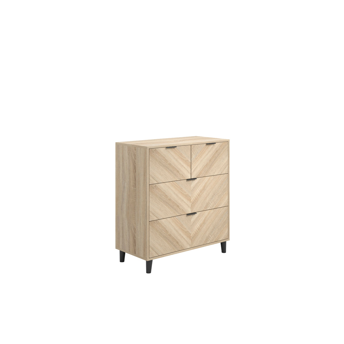 Stockholm Chevron Light Wood Chest of Drawers | 4 Drawers